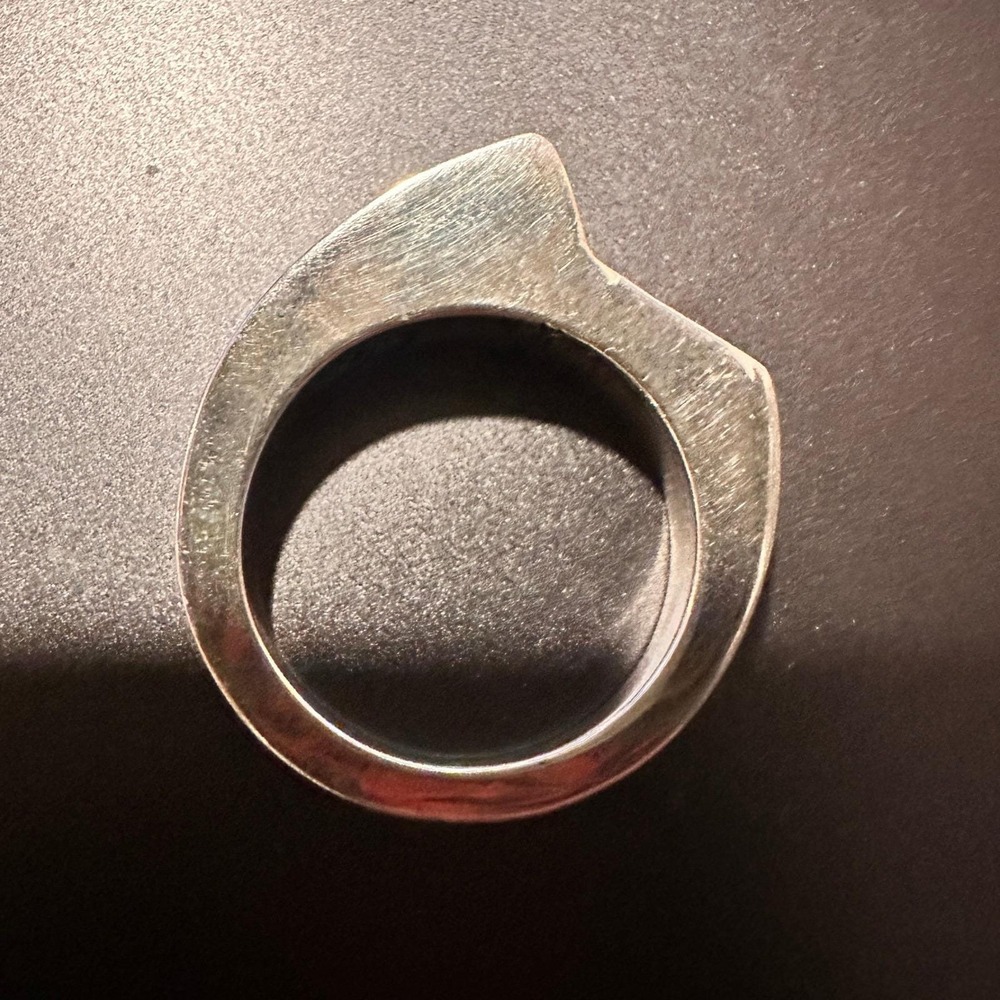 Taxco 1960s Sculptural Abstract Silver Ring Mexican Modernist Brutalist Size 7